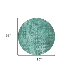 Homeroots 3' Blue Ikat Washable Area Rug - Stylish Indoor Outdoor Design, Stain Resistant, Durable & Versatile 8' Round Polyester 577003