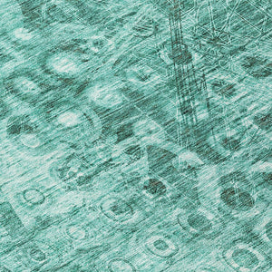 Homeroots 3' Blue Ikat Washable Area Rug - Stylish Indoor Outdoor Design, Stain Resistant, Durable & Versatile 8' Round Polyester 577003