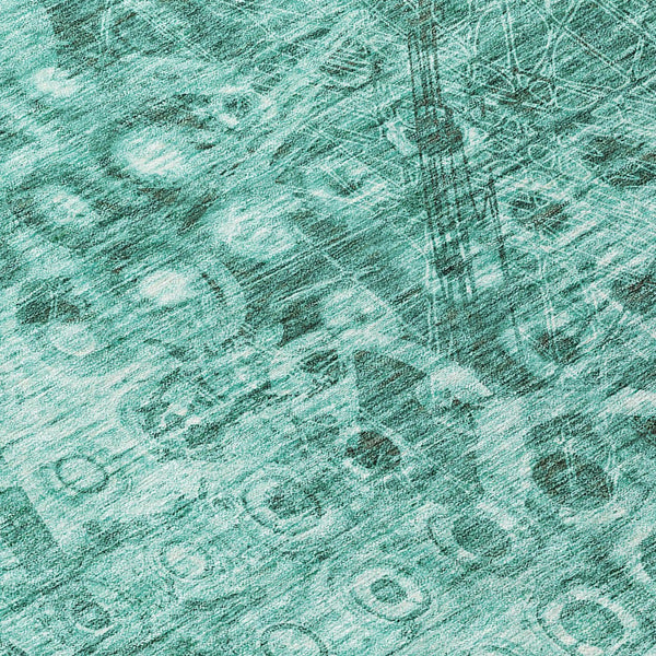 Homeroots 3' Blue Ikat Washable Area Rug - Stylish Indoor Outdoor Design, Stain Resistant, Durable & Versatile 8' Round Polyester 577003