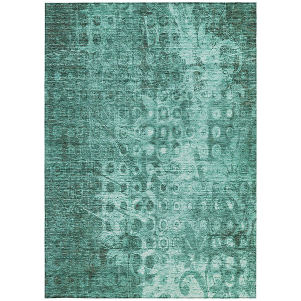 Homeroots 3' Blue Ikat Washable Area Rug - Stylish Indoor Outdoor Design, Stain Resistant, Durable & Versatile 8' X 10' Polyester 577004