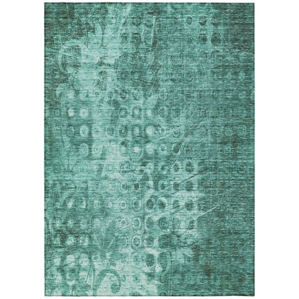 HomeRoots 9' Teal Blue Ikat Washable Area Rug – Durable, Stylish, and Perfect for Indoor & Outdoor Spaces 9' X 12' 577005