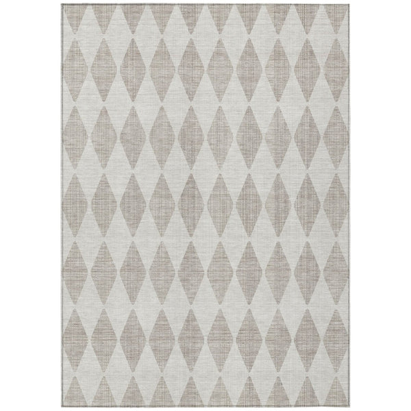 HomeRoots 9' Beige Geometric Area Rug - Versatile Washable Design for Indoor & Outdoor Spaces, Easy Care 9' X 12' 577011