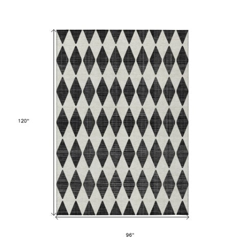 Homeroots 3' Beige Geometric Washable Indoor Outdoor Area Rug For Versatile Style In Any High Traffic Space 8' X 10' Polyester 577016