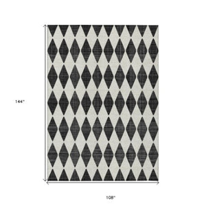 Homeroots 3' Beige Geometric Washable Indoor Outdoor Area Rug For Versatile Style In Any High Traffic Space 9' X 12' Polyester 577017