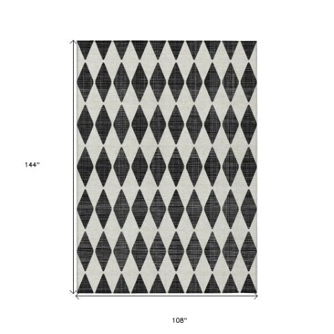 Homeroots 3' Beige Geometric Washable Indoor Outdoor Area Rug For Versatile Style In Any High Traffic Space 9' X 12' Polyester 577017