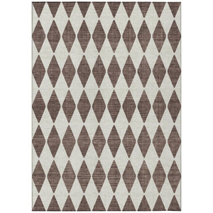 HomeRoots 9' Brown Geometric Indoor Outdoor Area Rug - Durable, Washable, Modern Style for Versatile Spaces 9' X 12' 577023