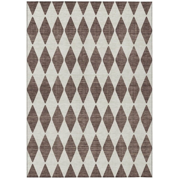 HomeRoots 9' Brown Geometric Indoor Outdoor Area Rug - Durable, Washable, Modern Style for Versatile Spaces 9' X 12' 577023