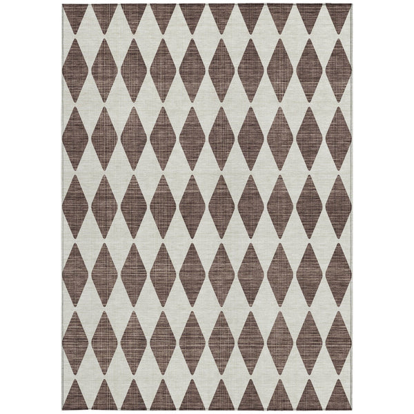 Homeroots 3' Beige Geometric Washable Indoor Outdoor Area Rug For Versatile Style In Any High Traffic Space 10' X 14' Polyester 577024