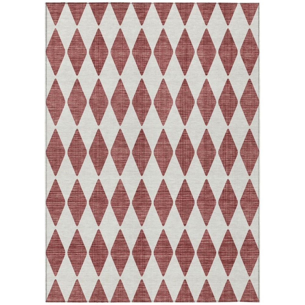 HomeRoots 5' Burgundy Geometric Area Rug - Modern, Washable Design for Indoor & Outdoor Elegance and Durability 5' X 8' 577026
