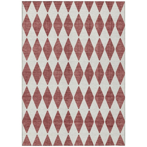 HomeRoots 5' Burgundy Geometric Area Rug - Modern, Washable Design for Indoor & Outdoor Elegance and Durability 5' X 8' 577026