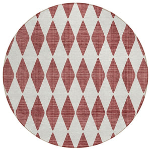 HomeRoots 5' Burgundy Geometric Area Rug - Modern, Washable Design for Indoor & Outdoor Elegance and Durability 8' Round 577027