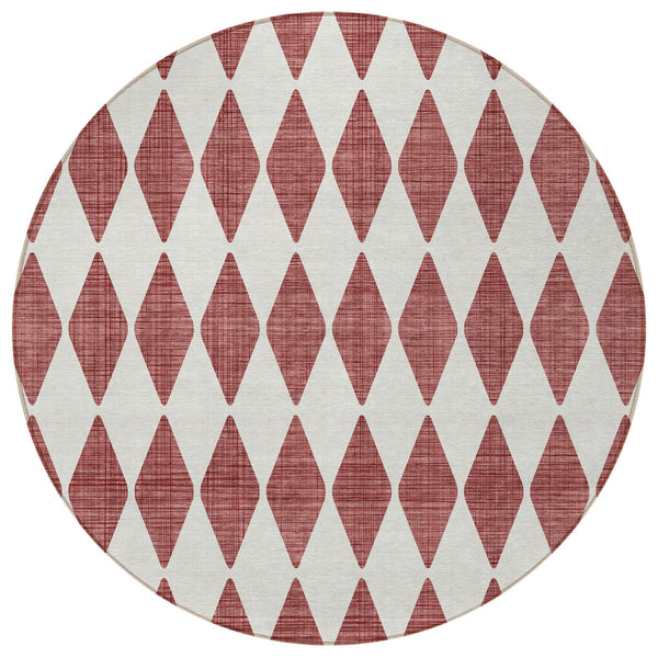 Homeroots 3' Beige Geometric Washable Indoor Outdoor Area Rug For Versatile Style In Any High Traffic Space 8' Round Polyester 577027