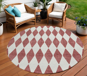 Homeroots 3' Beige Geometric Washable Indoor Outdoor Area Rug For Versatile Style In Any High Traffic Space 8' Round Polyester 577027