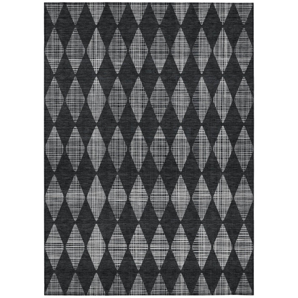 HomeRoots 9' Charcoal Geometric Area Rug - Stylish, Washable Design for Indoor & Outdoor Spaces, Durable & Easy Care 9' X 12' 577035