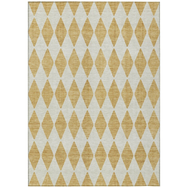 HomeRoots 5' Geometric Washable Area Rug in Gold and Light Brown for Indoor/Outdoor Style and Durability 5' X 8' 577038