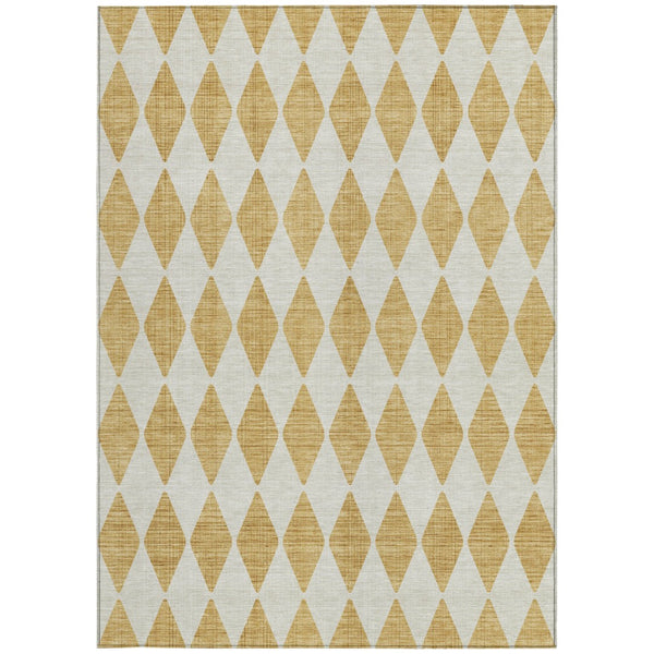 Homeroots 3' Beige Geometric Washable Indoor Outdoor Area Rug For Versatile Style In Any High Traffic Space 8' X 10' Polyester 577040