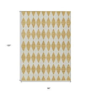 Homeroots 3' Beige Geometric Washable Indoor Outdoor Area Rug For Versatile Style In Any High Traffic Space 8' X 10' Polyester 577040