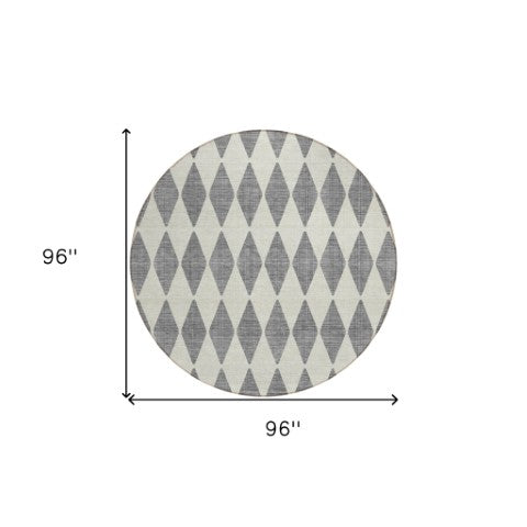 Homeroots 3' Beige Geometric Washable Indoor Outdoor Area Rug For Versatile Style In Any High Traffic Space 8' Round Polyester 577045