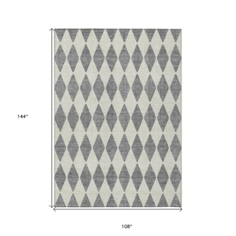 Homeroots 3' Beige Geometric Washable Indoor Outdoor Area Rug For Versatile Style In Any High Traffic Space 9' X 12' Polyester 577047
