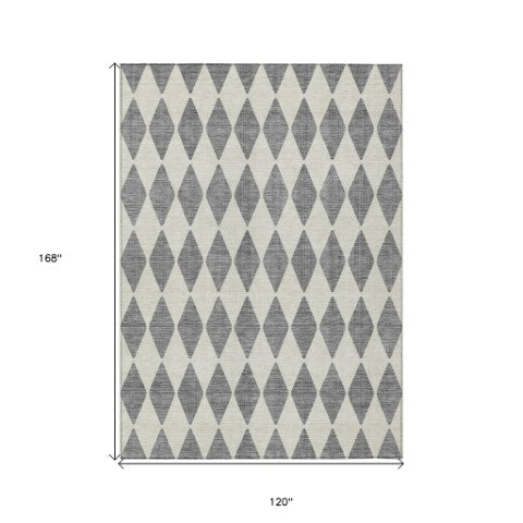 Homeroots 3' Beige Geometric Washable Indoor Outdoor Area Rug For Versatile Style In Any High Traffic Space 10' X 14' Polyester 577048