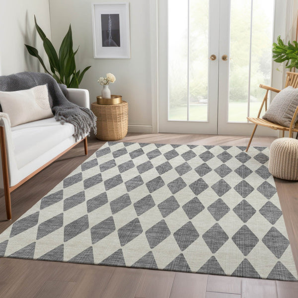 Homeroots 3' Beige Geometric Washable Indoor Outdoor Area Rug For Versatile Style In Any High Traffic Space 10' X 14' Polyester 577048