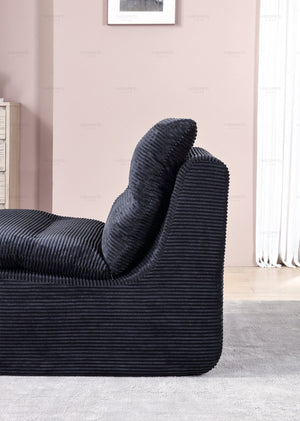 English Elm Single Sofa Chair Cozy Corduroy Compression Lounge Bean Bag with Plush Backrest for Relaxation Black W3199P278598