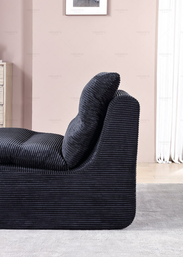 English Elm Single Sofa Chair Cozy Corduroy Compression Lounge Bean Bag with Plush Backrest for Relaxation Black W3199P278598