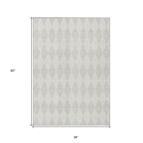 Homeroots 3' Beige Geometric Washable Indoor Outdoor Area Rug For Versatile Style In Any High Traffic Space 3' X 5' Polyester 577055