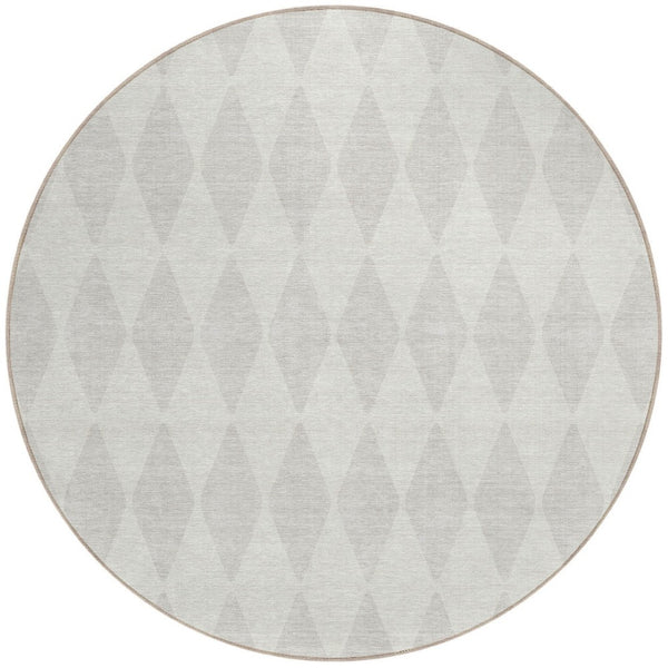 Homeroots 3' Beige Geometric Washable Indoor Outdoor Area Rug For Versatile Style In Any High Traffic Space 8' Round Polyester 577057