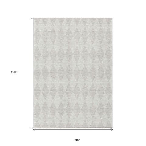 Homeroots 3' Beige Geometric Washable Indoor Outdoor Area Rug For Versatile Style In Any High Traffic Space 8' X 10' Polyester 577058