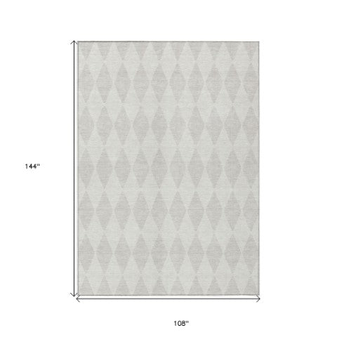Homeroots 3' Beige Geometric Washable Indoor Outdoor Area Rug For Versatile Style In Any High Traffic Space 9' X 12' Polyester 577059
