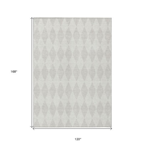 Homeroots 3' Beige Geometric Washable Indoor Outdoor Area Rug For Versatile Style In Any High Traffic Space 10' X 14' Polyester 577060