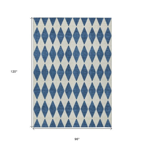 Homeroots 3' Beige Geometric Washable Indoor Outdoor Area Rug For Versatile Style In Any High Traffic Space 8' X 10' Polyester 577070