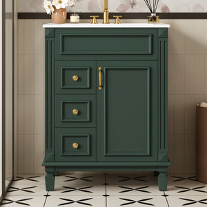 English Elm 24" Elegant Bathroom Vanity With Ceramic Sink - Space-Saving Design, 2 Drawers & Adjustable Shelf N710P318990F