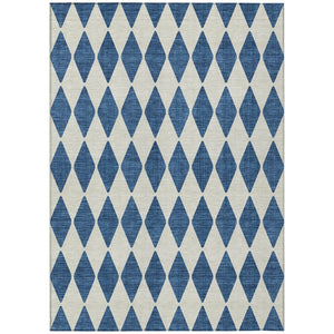 HomeRoots 9' Navy Blue and Ivory Geometric Area Rug - Durable, Washable Design for Indoor and Outdoor Spaces 9' X 12' 577071