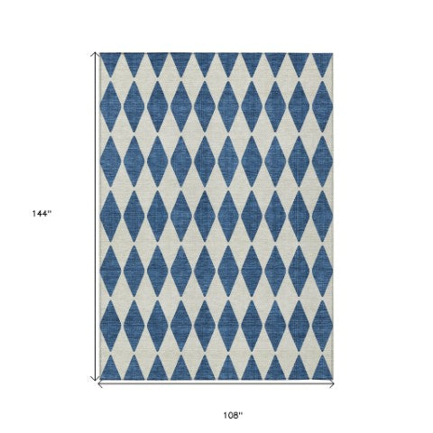 Homeroots 3' Beige Geometric Washable Indoor Outdoor Area Rug For Versatile Style In Any High Traffic Space 9' X 12' Polyester 577071