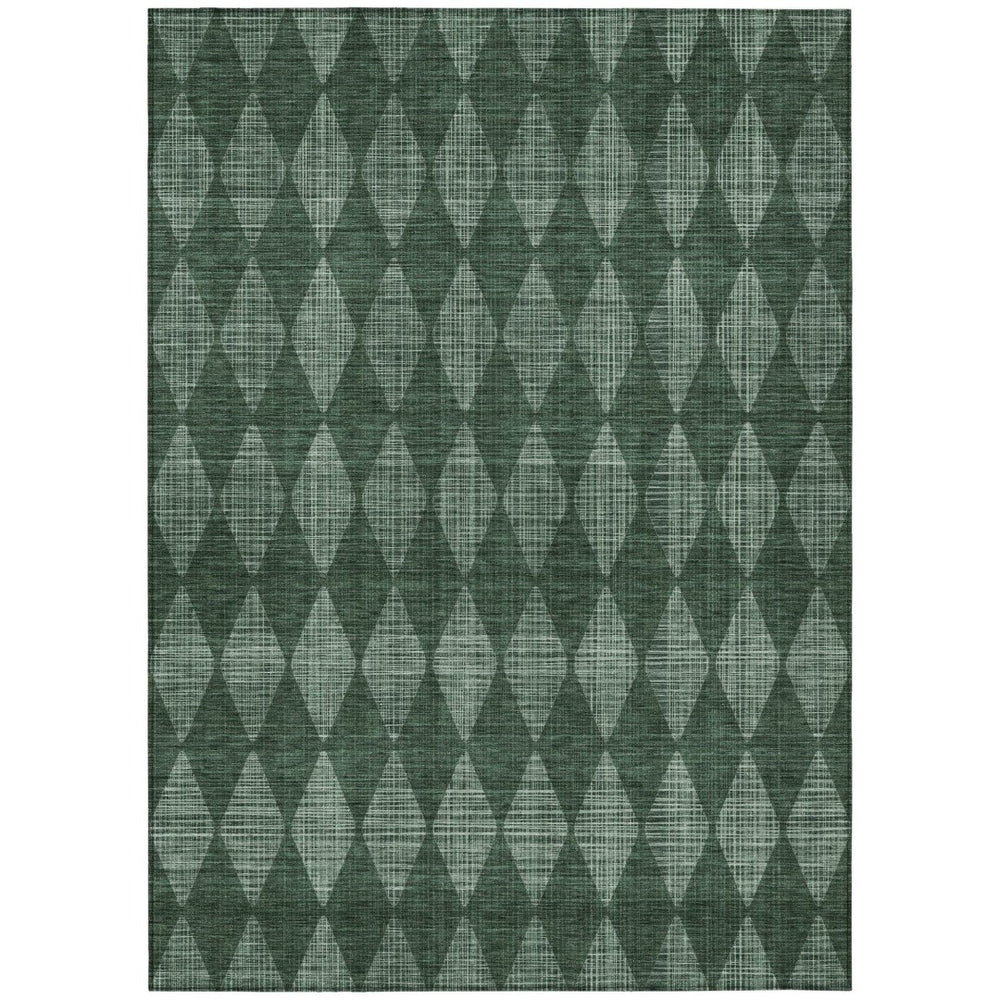 HomeRoots 5' Geometric Indoor Outdoor Area Rug in Olive Green and Charcoal - Durable, Washable, Stylish Design 5' X 8' 577074
