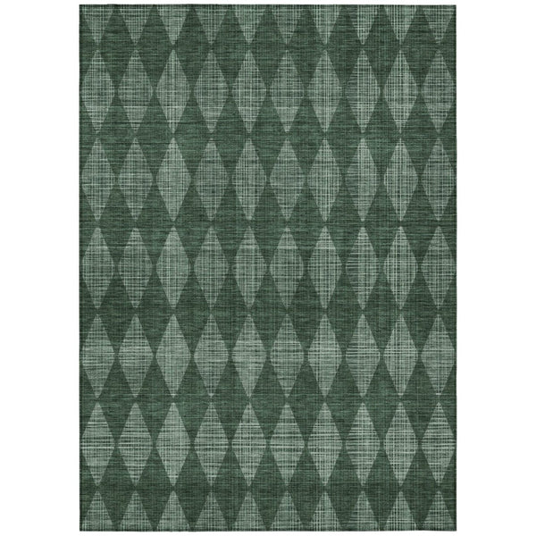 HomeRoots 5' Geometric Indoor Outdoor Area Rug in Olive Green and Charcoal - Durable, Washable, Stylish Design 5' X 8' 577074