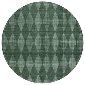HomeRoots 5' Geometric Indoor Outdoor Area Rug in Olive Green and Charcoal - Durable, Washable, Stylish Design 8' Round 577075