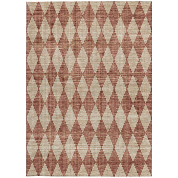 Homeroots 3' Beige Geometric Washable Indoor Outdoor Area Rug For Versatile Style In Any High Traffic Space 5' X 8' Polyester 577080