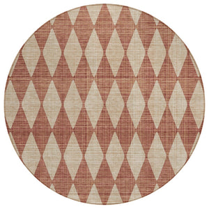 HomeRoots 5' Vibrant Orange and Copper Geometric Area Rug - Stylish, Washable Indoor/Outdoor Design for Any Space 8' Round 577081