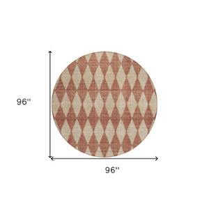 Homeroots 3' Beige Geometric Washable Indoor Outdoor Area Rug For Versatile Style In Any High Traffic Space 8' Round Polyester 577081