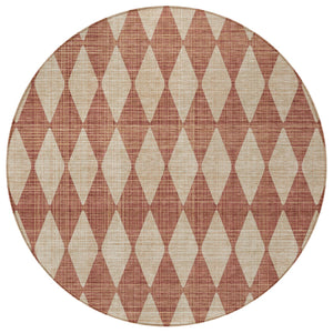 Homeroots 3' Beige Geometric Washable Indoor Outdoor Area Rug For Versatile Style In Any High Traffic Space 8' Round Polyester 577081