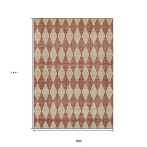 Homeroots 3' Beige Geometric Washable Indoor Outdoor Area Rug For Versatile Style In Any High Traffic Space 9' X 12' Polyester 577083