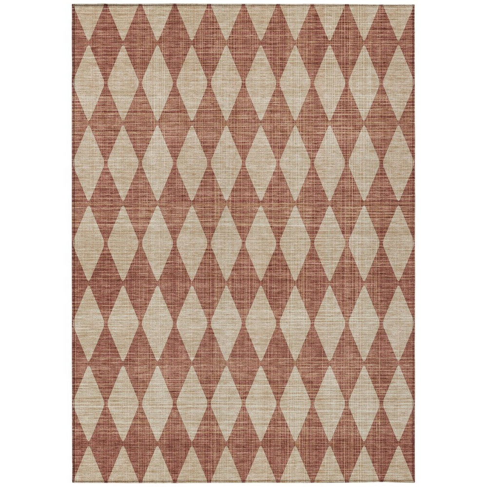 HomeRoots 5' Vibrant Orange and Copper Geometric Area Rug - Stylish, Washable Indoor/Outdoor Design for Any Space 10' X 14' 577084