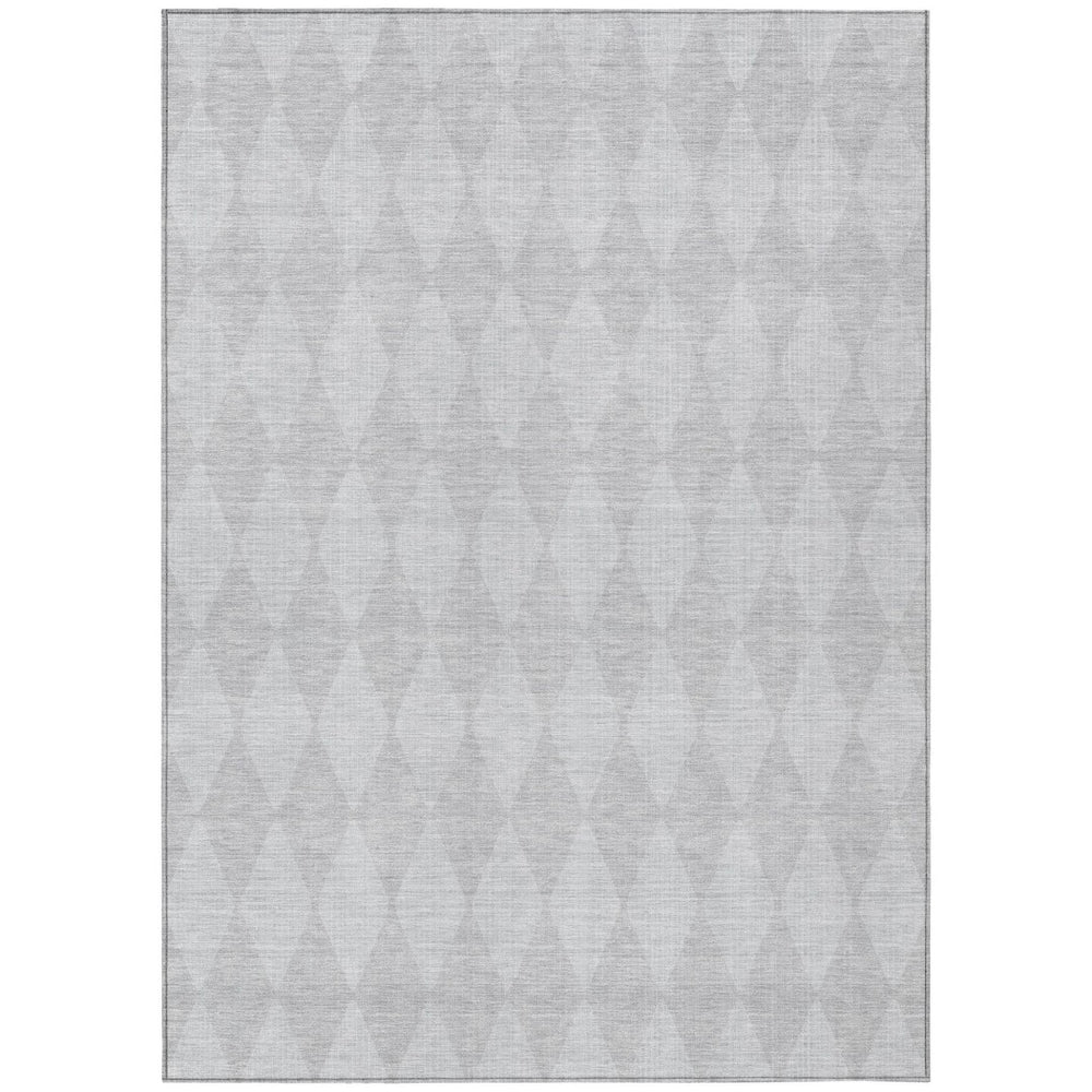 HomeRoots 5' Geometric Washable Area Rug in Pewter and Silver - Durable, Stylish Accent for Indoor/Outdoor Use 8' X 10' 577088