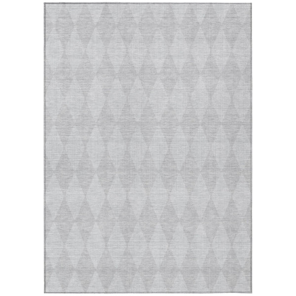HomeRoots 5' Geometric Washable Area Rug in Pewter and Silver - Durable, Stylish Accent for Indoor/Outdoor Use 10' X 14' 577090