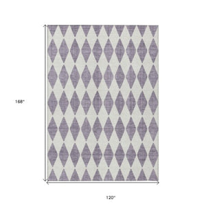 Homeroots 3' Beige Geometric Washable Indoor Outdoor Area Rug For Versatile Style In Any High Traffic Space 10' X 14' Polyester 577102