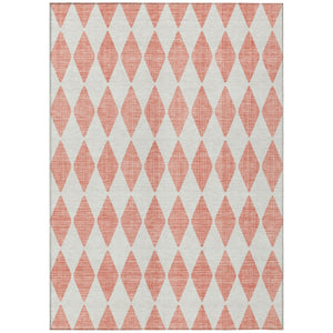HomeRoots 5' Modern Salmon and Ivory Geometric Indoor-Outdoor Area Rug - Durable, Washable, Chic Design 5' X 8' 577104