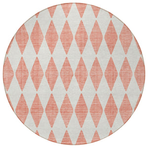 Homeroots 3' Beige Geometric Washable Indoor Outdoor Area Rug For Versatile Style In Any High Traffic Space 8' Round Polyester 577105